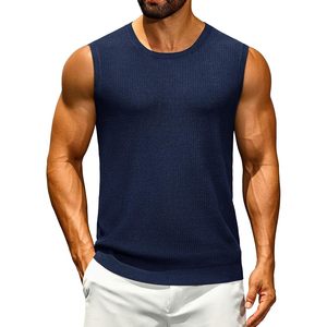 Cotrasen hommes décontracté débardeurs chemise sans manches en tricot côtelé avec capuche léger été Muscle T-Shirts taille XL pour une utilisation en salle de sport - Product Image 4