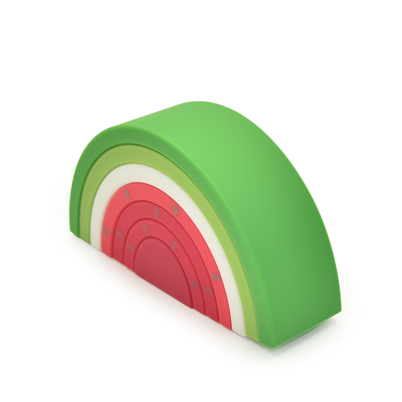 뜨거운 판매 수박 모두 실리콘 아기 장난감 스태킹 실리콘 완구 100% BPA 무료 재미 안전