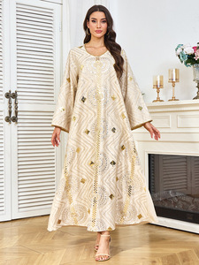 Robe d'été modeste pour femme 2026 de Dubaï, longueur cheville, respirante, à sequins, pour exportation transfrontalière, idéale pour les cérémonies musulmanes du soir - Product Image 2
