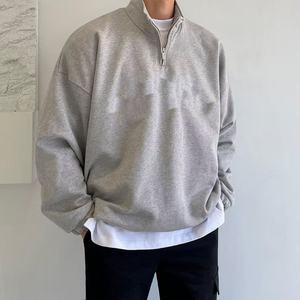 Custom <b>Men's</b> Turtleneck <b>Half</b> <b>Zip</b> <b>Sweatshirt</b> 100% Organic Cotton Plus Size Drop Shoulder Quarter <b>Zip</b> Blank <b>Sweatshirt</b> for <b>Men</b> - Product Image 1