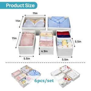 6pcs Portable Baby <b>Clothes</b> <b>Organizer</b> Small Clothing <b>Drawer</b> Storage Box Fabric Closet <b>Drawer</b> Storage Bins - Product Image 3