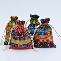 10x14cm hediye paketleri Tribal kabile pamuk keten İpli çanta şeker hediye takı çantaları düğün iyilik torbalar depolama