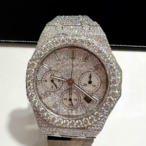 Luxury Men's Full Iced Out Automatic Mechanical 41mm <b>Watch</b> with Moissanite & Stainless Steel <b>Case</b> Band 10 Bar Water Resistant - Product Image 1