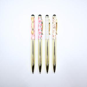 Özelleştirilmiş çiçek desen 2 in 1 kapasitif dokunmatik ekran Stylus Metal malzeme tükenmez kalem - Product Image 3