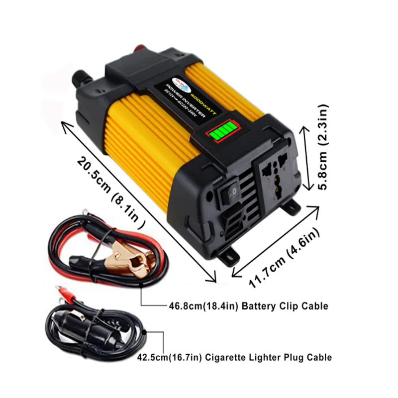 Vmaxpower de onda sinusoidal modificada DC a AC 12V 110V o 220V de salida capacidad de la batería de 300W 500W inversor de la energía del coche con USB