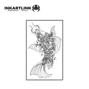 INKARTLINK Pegatina de tatuaje de pez Koi japonés, máscara Hannya, arte oriental, buena suerte, herbal, 15 días, arte corporal, suministros a granel - Product Image 3