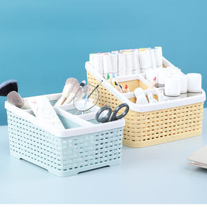 Panier de rangement de bureau rectangulaire multifonctionnel pour cosmétiques, télécommandes et téléphones portables - Product Image 4
