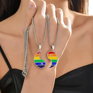 Fashion Rainbow Ketting Lgbt Liefde Is Liefde Yin Yang Tai Chi Gay Lesbische Paar Lover Vriend Gift Sieraden