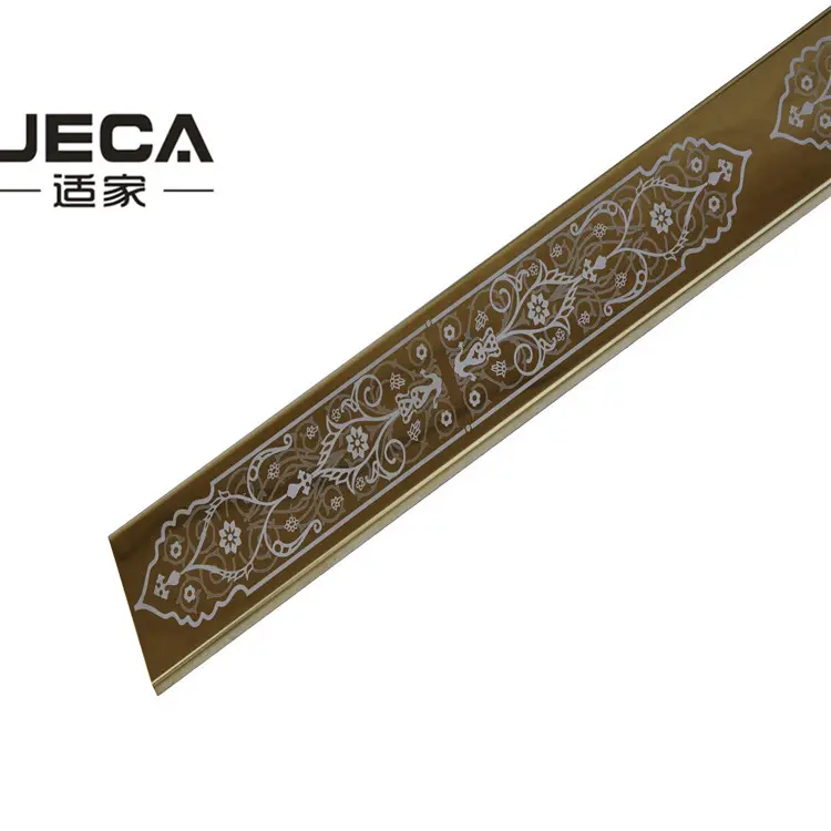 Foshan JECA profil dekoratif warna emas mawar dengan dekorasi berlian 304 potongan ubin baja tahan karat kualitas tinggi untuk kamar mandi
