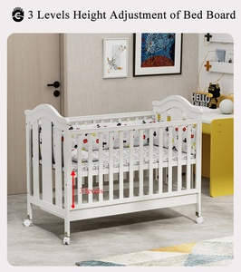 उच्च गुणवत्ता वाले बच्चों के कुरब बच्चे की लकड़ी के क्रिब्स दो बड़े दराज के साथ परिवर्तनीय बिस्तर समायोज्य ऊंचाई - Product Image 5