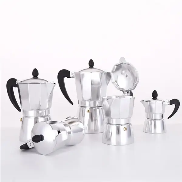Cafetière expresso Moka Pot avec logo personnalisé en métal en aluminium Outils de café et de thé durables classiques