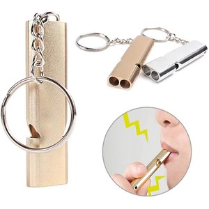 Silbato de Emergencia Metálico Portátil con Llavero, Silbato de Aluminio de Doble Tubo, Herramienta de Seguridad para Deportes al Aire Libre, Senderismo, Campismo y Entrenamiento de Perros - Product Image 1
