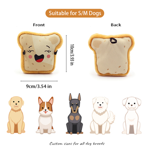 Yumuşak ve sevimli peluş çerez tost isssan gıda ekmek sevimli <span class=keywords><strong>Pet</strong></span> oyuncaklar toptan Squeakers ile tost köpek oyuncak - Product Image 4