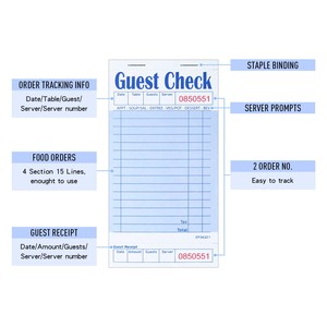 Bloc de cheques para invitados de doble cara, fáciles de rasgar, para negocios de restaurantes - Product Image 5