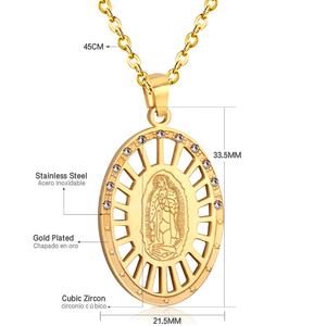 Collar con Colgante de Acero Inoxidable Chapado en Oro Religioso, Nuevo de Ason, para Mujeres y Niñas - Product Image 5