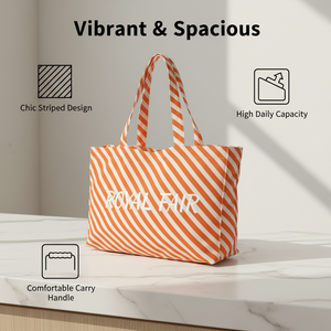 Bolsa de Mano Grande Personalizada Royal Fair con Rayas Bretonas, Ligera, Reutilizable, para Compras, Uso Diario, de Lona, para Mujer y Hombre - Product Image 4