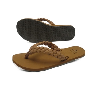 Lady thong Flip Flop rắn màu Dép nhà Sandal Vegan da bện dây đeo thoải mái Squishy mu bàn chân thiết kế mới - Product Image 6