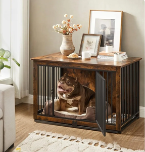 Katı toptan ağır ahşap köpek kafesi mobilya tarzı kulübesi büyük köpekler için ayarlanabilir kapalı çift kapılar köpek evi - Product Image 1