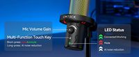 Kit de microphone à condensateur professionnel CMTECK XM560T RGB, microphones de jeu avec support de bras pour l'enregistrement de podcast, équipement de studio