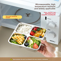Boîte à lunch en acier inoxydable 304 à 4 compartiments, plateaux divisés pour collations, boîte bento, assiette en acier inoxydable pour enfants, compatible micro-ondes