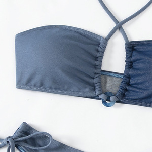 RUIQUWIN vente en gros de bikini de couleur unie maillot de bain trois pièces femmes plage vacances bord de mer maillot de bain - Product Image 4