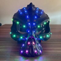 Décoration de fête d'Halloween, masque de squelette lumineux à LED multicolores avec télécommande