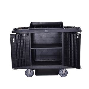 Chariot de ménage en plastique durable de la capacité 100kgs personnalisable chariots résistants de nettoyage d'hôtel de chariot - Product Image 5