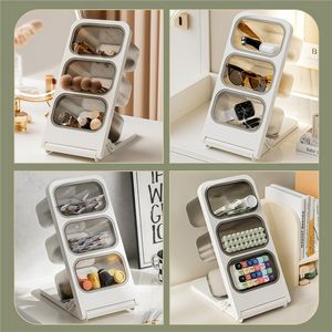 Boîte de rangement de bureau en plastique, idéale pour la rentrée scolaire, organiseur de stylos incliné à trois niveaux, simplicité moderne, pour papeterie et cosmétiques - Product Image 5