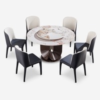 Table à manger de luxe moderne et minimaliste avec plateau tournant, non pliable, en pierre de cristal, mobilier de maison, chaise de salle à manger