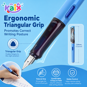 Stylo plume effaçable thermiquement KAIX avec logo personnalisé, pointe fine, encre noire et bleue, ensemble de stylos plume pour l'écriture à l'école primaire - Product Image 6
