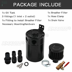 Réservoir universel de récupération d'huile à 2 ports avec valve de vidange et filtre de respiration, compact, en aluminium à déflecteurs, pièce de réservoir de carburant - Product Image 3