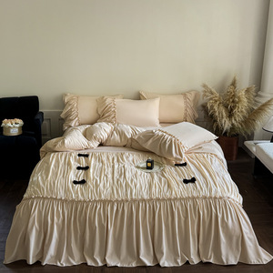 Juego de Ropa de Cama de Cuatro Piezas Estilo Princesa, de Poliéster Suave al Tacto, para Exportación de Comercio Electrónico Transfronterizo 2026, Modelo Avril - Product Image 1