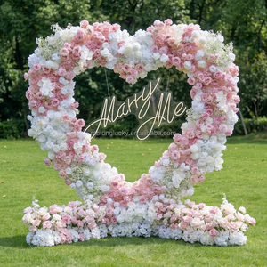 Фон для свадебных мероприятий, Цветочная композиция, красная искусственная Роза, ряд в форме сердца, арочный цветок для предложения, декор для меня - Product Image 2