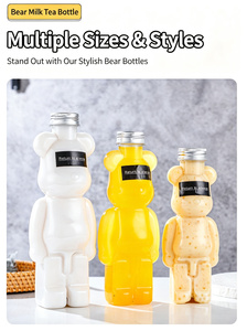 Botellas de Plástico PET Transparentes con Diseño de Oso, Lindas Botellas con Forma de Animal para Agua, Jugo y Bebidas, 400/500/700 ml, Venta al Por Mayor - Product Image 5