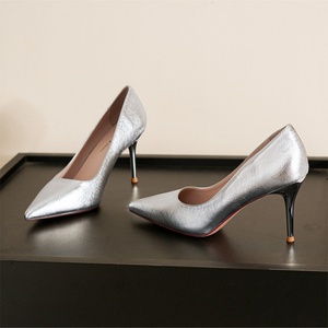 Metallic <b>Silver</b> Women Stiletto <b>High</b> <b>Heel</b> Pumps Pointed Toe Formal Party Wedding Dress <b>Shoes</b> - Product Image 2