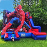 Château gonflable commercial Spiderman, combo château gonflable super-héros avec toboggan pour fête d'enfants