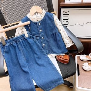 2025 האביב בנות בסגנון חדש חולצה + קאובוי + מכנסיים 3 יח 'בגדים סט - Product Image 3