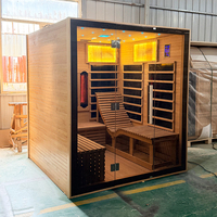 Nouvelle Sauna Modulaire Mobile Intérieure Carrée en Bois de Cèdre Rouge et de Pruche, à Infrarouge Lointain et Lumière Rouge, Modèle 2026, pour Usage Personnel à Domicile ou en Villa