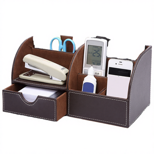 Ensemble de bureau en cuir PU haut de gamme YIXIN, porte-cartes de visite, porte-stylos, porte-crayons, boîte de rangement pour téléphone portable, papeterie, accessoires de bureau - Product Image 4