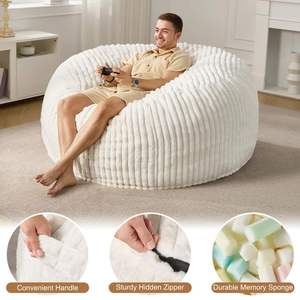 Grand fauteuil paresseux géant et moelleux, <span class=keywords><strong>pouf</strong></span> sac de rangement, avec logo personnalisé, rembourrage inclus et housse lavable pour adultes - Product Image 4