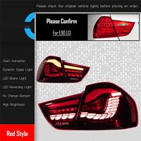 Faros LED Modificados para BMW Serie 3 E90 con Modelo M3, Señales de Giro con Luz Fluida y Luces Traseras de Freno en Rojo y Negro