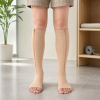 Chaussettes de compression en gros avec fermeture éclair, chaussettes de soutien à bout ouvert pour programmes unisexes en extérieur et en vente au détail |   Chaussettes de compression