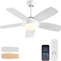 Ventilateur de plafond moderne nordique silencieux à LED avec moteur DC, télécommande, 5 pales, pour salon, salle à manger, cuisine, 85-265V, 42 pouces