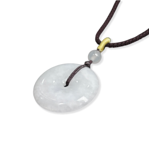 Colgante de Jadeíta Birmana Natural Grado A con Cierre de Seguridad, Tipo Hielo y Glutinoso, Redondo y Sencillo, Colgante Unisex - Product Image 2