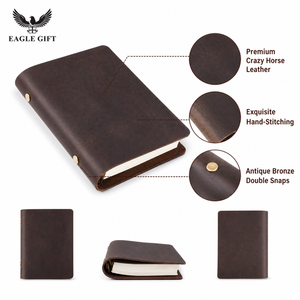 Carnet en cuir A5 à spirale, rétro, fait main, reliure cousue, fermeture magnétique, personnalisable, à feuilles mobiles, pour promotion - Product Image 2