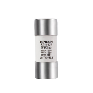 Fusible Tengen RT18-125 63A 22x58mm, fusible à cartouche pour applications basse tension - Product Image 1