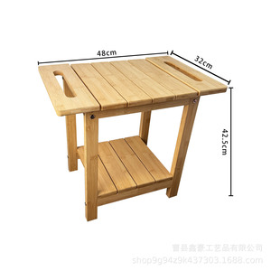 Xinhao Wooden Bathroom Stool Double Layer <b>Storage</b> Medium Size With Handle And Screws For <b>Bath</b> - Product Image 5