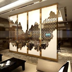 EX542 Modern Foldable Laser Cut Stainless Steel <b>Screen</b> Partition for Commercial Interior Design Engineering Project - Product Image 2