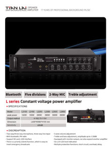 Système de sonorisation PA multi-pièces sans fil <span class=keywords><strong>Bluetooth</strong></span> USB SD avec lecteur audio 70 100 110V 80W 100W 150W 250W 350W 450W 500W 650W 750W 800W - Product Image 6