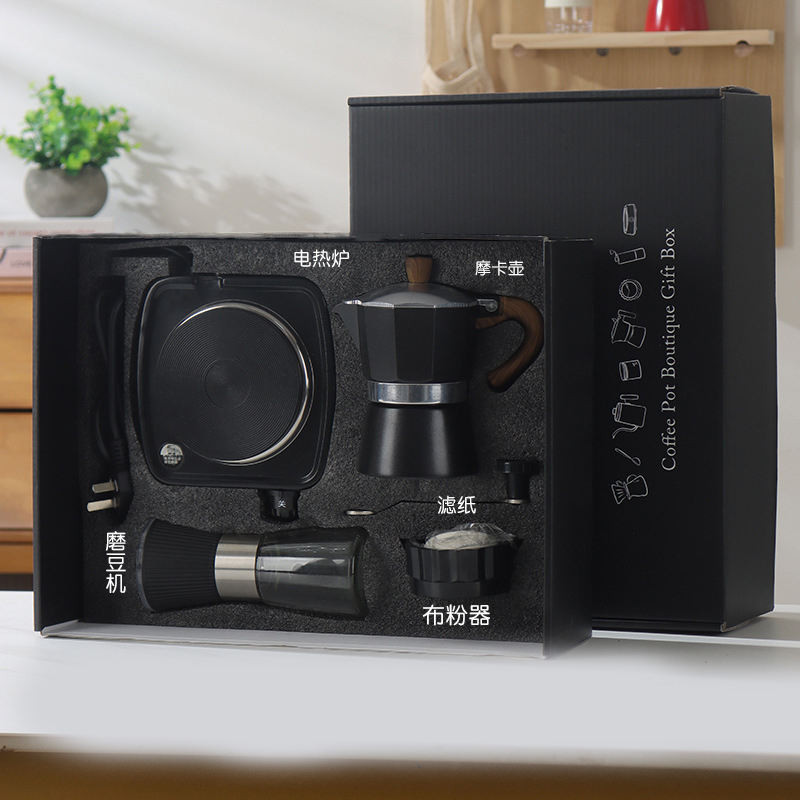 Airplane type gift box -5-piece set (black box and red pot)